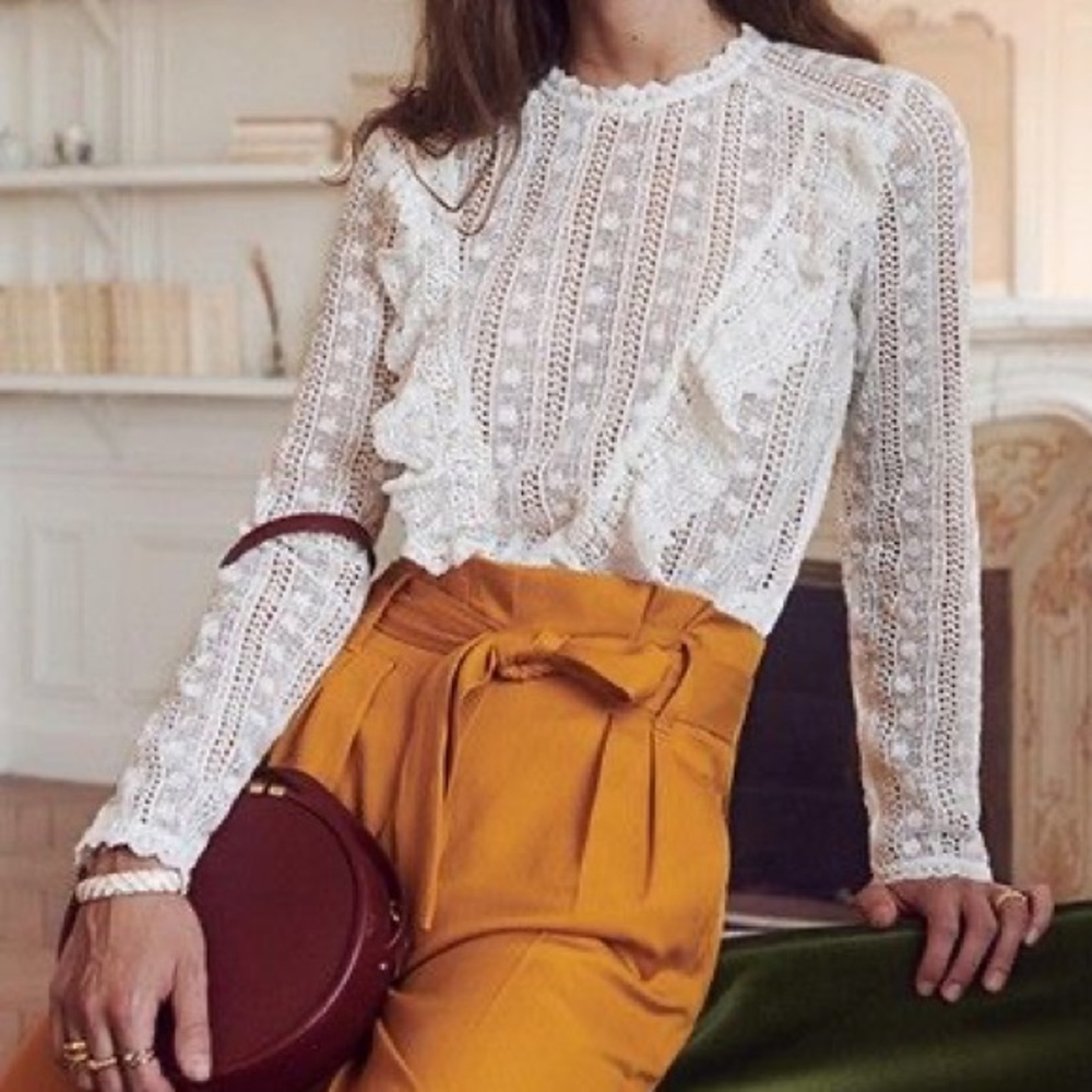 Sezane Madeleine Crochet Blouse Sz 40 (US8)